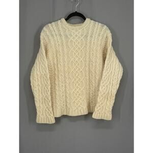 Aran Mens Large Wool Cable Knit Fisherman Holiday Pullover 90s Classic Casual